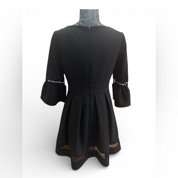 Eliza J Black Fit-and-Flare Dress with Fluted Sleeves - Picture 3 of 7
